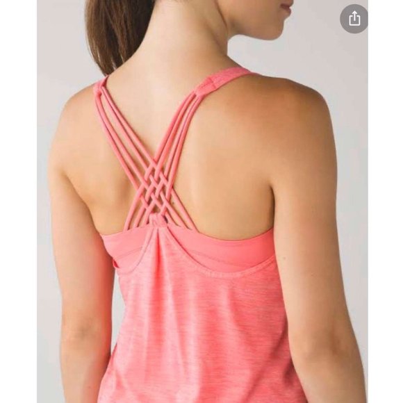 lululemon athletica Tops - Lululemon Criss Cross Built-In Bra Tank Top Pink